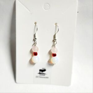 Hand Crafted Rose Quartz and Moonstone Dangle Earrings